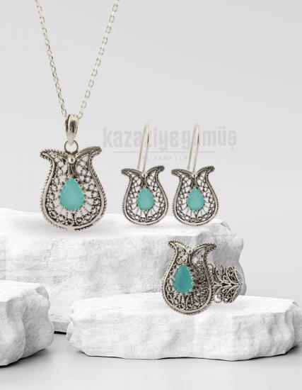 Filigree Apatite Silver Set