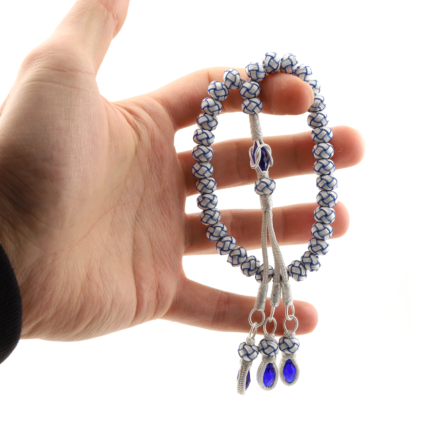 Kazaziye Blue White Silver Rosary