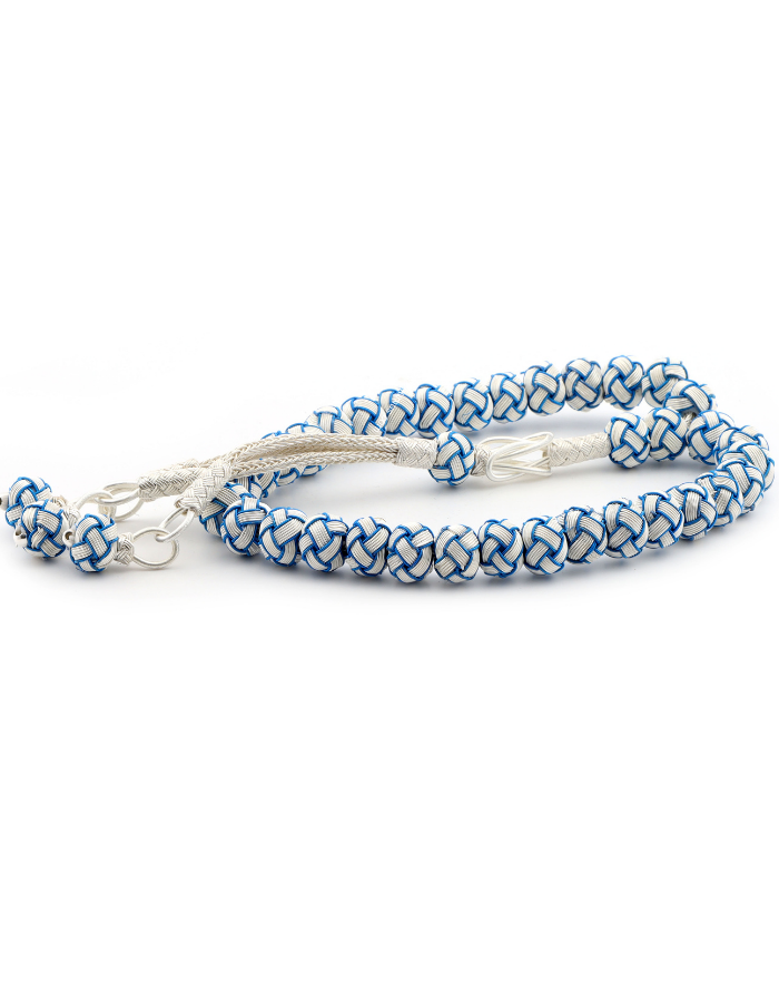 Kazaziye Blue White Silver Rosary