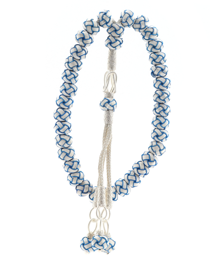 Kazaziye Blue White Silver Rosary