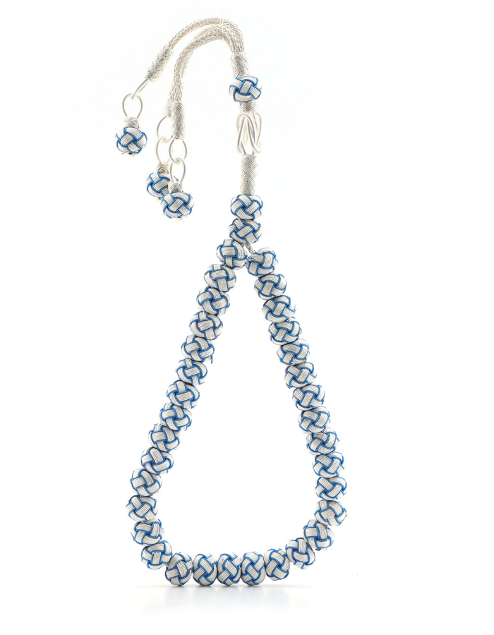 Kazaziye Blue White Silver Rosary