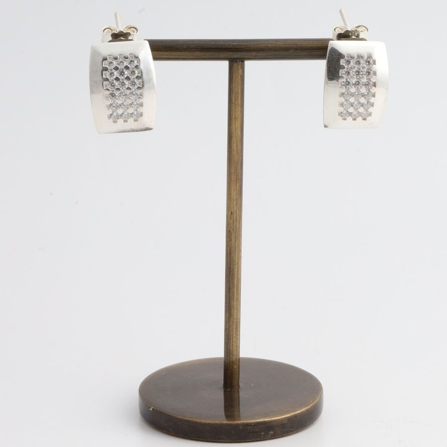 Trabzon Straw Silver Zircon Earrings