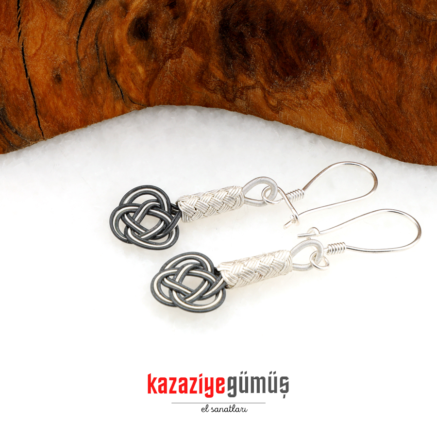 Black White Silver Earrings