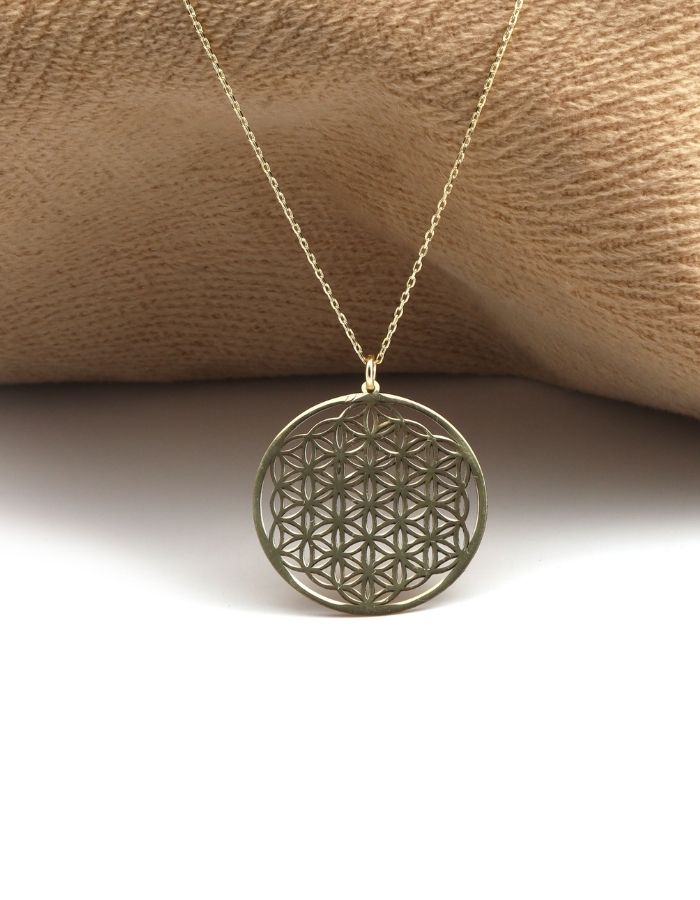 14K Yellow Gold Flower of Life Necklace