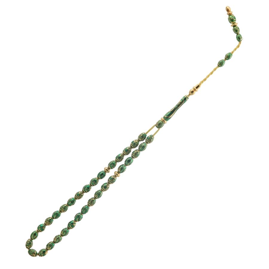 14k Green Enameled Gold Rosary